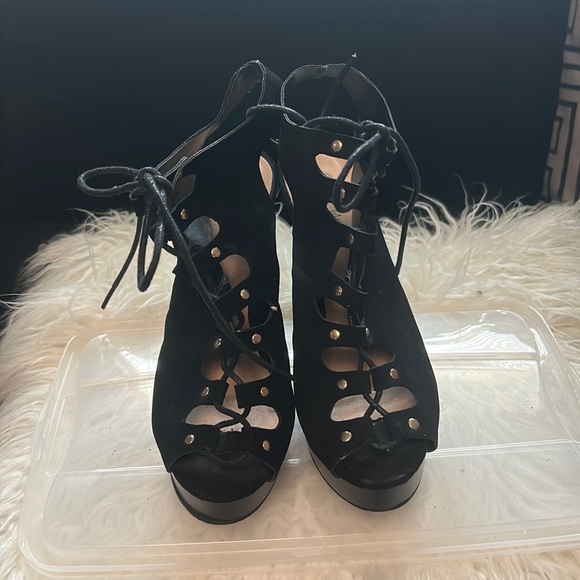 Black, 3 inch platform heels, Gently used - Picture 1 of 4